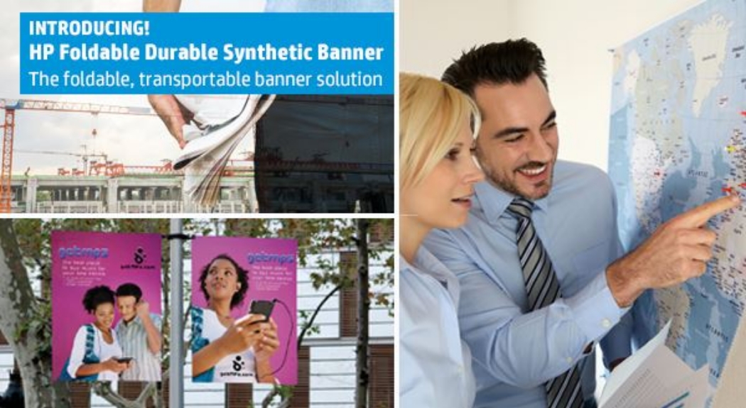 INTRODUCING HP Foldable Durable Synthetic Banner, 3-in Core for HP ...